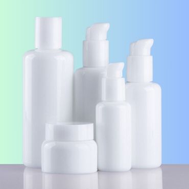 opal glass bottle and jar